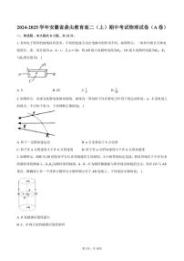 2024～2025学年安徽省鼎尖教育高二(上)期中物理试卷(A卷)(含答案)