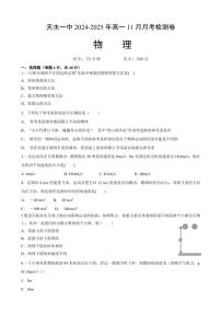 甘肃省天水市第一中学2024～2025学年高一(上)11月月考物理试卷(含答案)