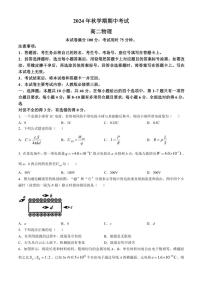 广西壮族自治区部分学校2024～2025学年高二(上)期中物理试卷(含答案)