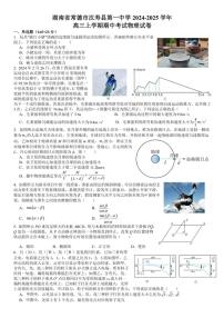 湖南省常德市汉寿县第一中学2024～2025学年高三(上)期中物理试卷(含解析)