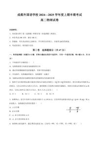 四川省成都市成都外国语学校2024～2025学年高二(上)期中检测物理试卷(含答案)