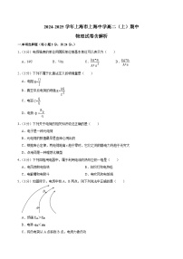 上海市上海中学2024-2025学年高二上学期期中考试物理试卷