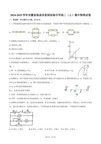 2024～2025学年安徽省临泉田家炳实验中学高二(上)期中物理试卷(含答案)