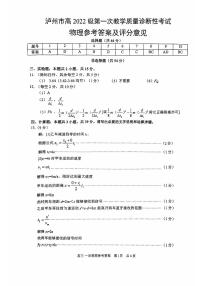 四川省泸州市高2022级高三上学期高考第一次教学质量诊断性考试物理试题