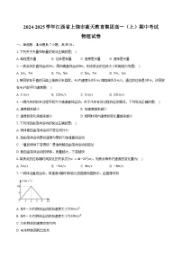 2024-2025学年江西省上饶市蓝天教育集团高一（上）期中考试物理试卷（含答案）