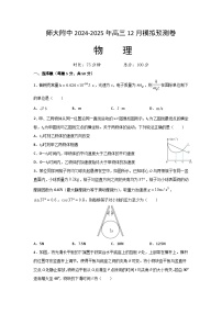 2025届甘肃省兰州市西北师范大学附属中学高三上学期12月模拟预测物理试题