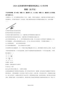 2024北京清华附中朝阳学校高三(上)12月月考物理(尖子生)试卷(缺答案)