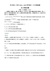 湖北省武汉市华中师大一附中2024-2025学年高三上学期11月月度检测物理试卷 含解析