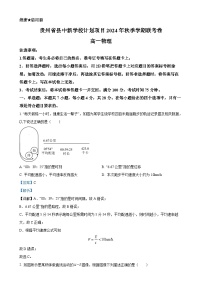 贵州省县中新学校计划项目2024-2025学年高一上学期期中物理试卷（解析版）-A4