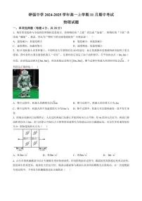 2024～2025学年四川省眉山市仁寿县铧强中学高一(上)期中物理试卷(含答案)