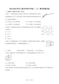 2023～2024学年上海市向明中学高二(上)期末物理试卷(含答案)