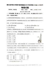 湖北省市级示范高中智学联盟2024-2025学年高三上学期12月月考物理试题