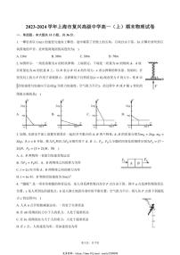 2023～2024学年上海市复兴高级中学高一(上)期末物理试卷(含答案)