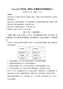 2024-2025学年高一物理(人教版2019)上学期期末考试模拟卷01