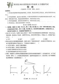 2025届广西壮族自治区贵港市高三上学期12月模拟考试物理试题