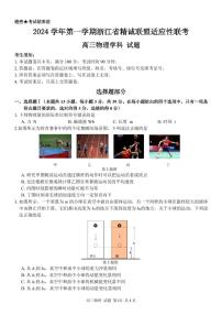 浙江省精诚联盟2024-2025学年高三上学期12月适应性联考物理试题