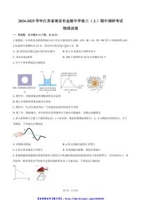 2024～2025学年江苏省南京市金陵中学高三(上)期中调研考试物理试卷(含答案)