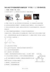 2024-2025学年湖南省衡阳市衡阳县第一中学高三（上）期中物理试卷（含答案）