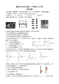 2025内江威远中学高一上学期12月月考物理试题含答案