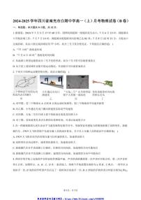 2024～2025学年四川省南充市白塔中学高一(上)月考物理试卷(B卷)(含答案)