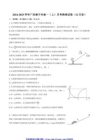 2024～2025学年广西南宁市高一(上)12月月考物理试卷(含解析)