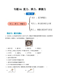 专题06 重力、弹力、摩擦力-备战2025年高中学业水平合格考物理真题分类汇编（全国通用）