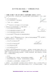 2025届四川省眉山市东坡区高中学校高三(上)一诊模拟联合考试物理试卷(含答案)