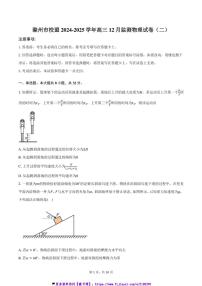 2024～2025学年安徽省滁州市滁州校盟高三(上)12月监测物理试卷(二)(含答案)