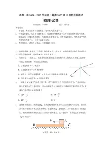 四川省成都市第七中学2024-2025学年高三上学期12月阶段性考试物理试题