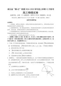 2024年湖北高三12月联考试卷 物理试题（含答案）