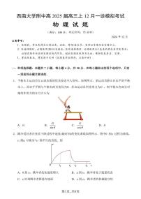 西南大学附中高中2025 届高三上学期 12月一诊模拟考试物理试题