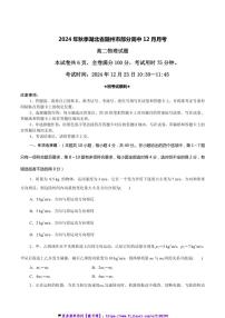 2024～2025学年湖北省随州市高中高二(上)12月月考物理试卷(含解析)