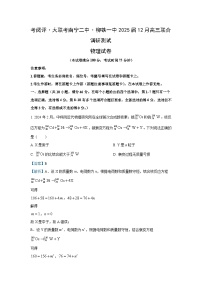 广西南宁二中、柳铁一中2024-2025学年高三（上）12月联合调研测试物理试卷（解析版）