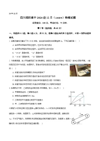 四川绵阳高中2024-2025学年高一上学期12月月考（五校联考）物理试题