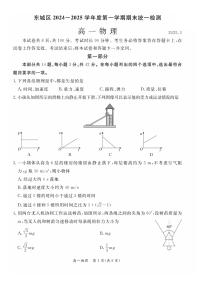 北京市东城区2024-2025学年度第一学期期末统一检测  高一物理试卷及答案