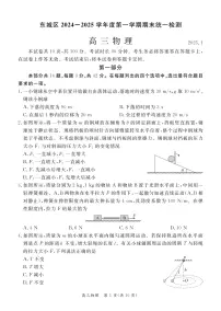 北京市东城区2024-2025学年第一学期高三期末统一检测考试 物理试卷及答案