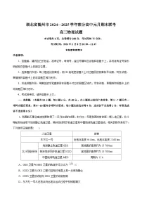 湖北省随州市2025届高三上学期1月期末联考物理试卷（Word版附解析）