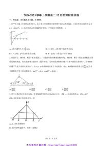 2024～2025学年安徽省滁州市定远民族中学高三上12月物理检测试卷(含答案)