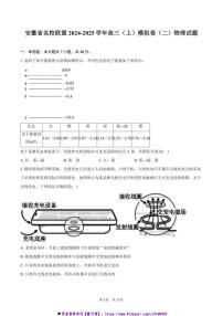 2024～2025学年安徽省名校联盟高三上模拟卷(二)物理试卷(含解析)