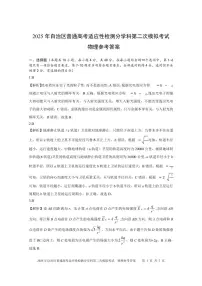 新疆维吾尔自治区2025届普通高考适应性检测分学科第二次模拟考试物理试题