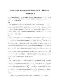 新疆维吾尔自治区2025届高三上学期高考适应性检测分学科第二次模拟考试物理试题（PDF版附解析）