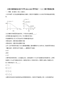 上海市浦东新区进才中学2024-2025学年高一（上）期中物理试卷（含解析）