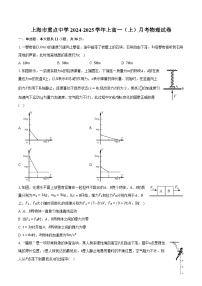 上海市重点中学2024-2025学年上高一（上）月考物理试卷-