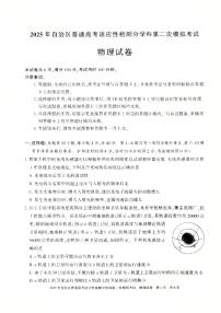 新疆维吾尔自治区2025届普通高考适应性检测分学科第二次模拟考试 物理试题（原卷+参考答案）