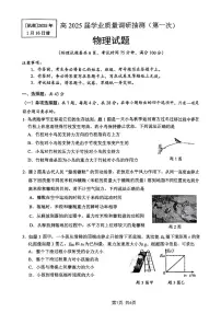 2025重庆市主城五区高三上学期一诊试题物理PDF版含答案