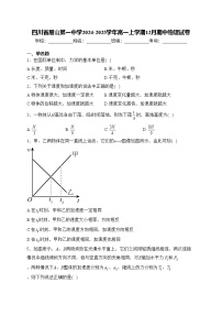 四川省眉山第一中学2024-2025学年高一上学期12月期中物理试卷(含答案)