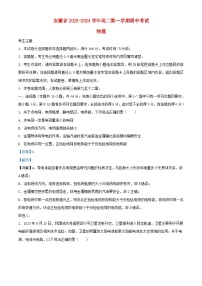 安徽省2023_2024学年高二物理上学期期中试卷含解析