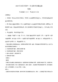 辽宁省沈阳市2024-2025学年高一上学期1月期末考试 物理试题（含解析）