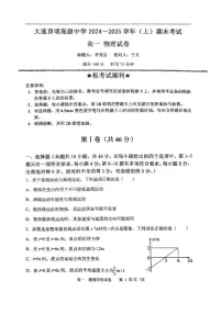 辽宁省大连市大连育明高级中学2024-2025学年高一上学期期末考试物理试卷