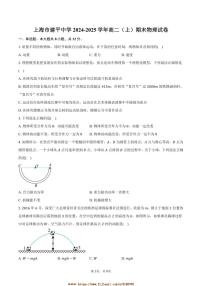 2024～2025学年海市建平中学高二上(上)期末物理试卷(含答案)